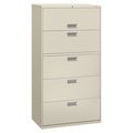 Hon 36" W 5 Drawer File Cabinet, Light Gray, A4/Legal/Letter H685.L.Q